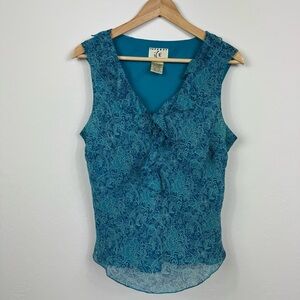 Vintage Teal Sleeveless Lace Top